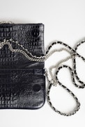 Rock Nano Embossed Tiny Croco Clutch - Women's navy blue croc-effect leather mini clutch