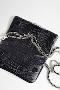 Rock Nano Embossed Tiny Croco Clutch - Women's navy blue croc-effect leather mini clutch