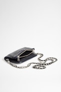 Rock Nano Embossed Tiny Croco Clutch - Women's navy blue croc-effect leather mini clutch