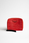Portamonete Mini ZV Embossed Tiny Croco - Portamonete rosso da donna in pelle effetto coccodrillo