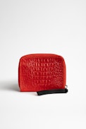 Portamonete Mini ZV Embossed Tiny Croco - Portamonete rosso da donna in pelle effetto coccodrillo
