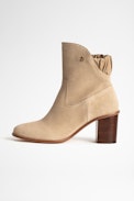 Lena Suede Ankle Boots - Women's taupe heeled ankle boots