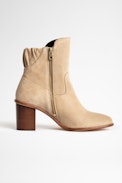 Lena Suede Ankle Boots - Women's taupe heeled ankle boots