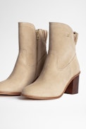 Lena Suede Ankle Boots - Women's taupe heeled ankle boots