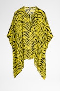 Tofino Caftan - Short yellow caftan with black tiger print