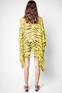 Tofino Caftan - Short yellow caftan with black tiger print
