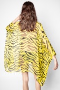 Tofino Caftan - Short yellow caftan with black tiger print