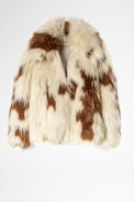Blouson Fanny Tache - Blouson beige en fausse fourrure femme.