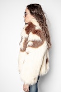 Blouson Fanny Tache - Blouson beige en fausse fourrure femme.