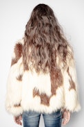 Blouson Fanny Tache - Blouson beige en fausse fourrure femme.