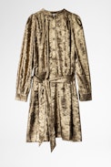 Robe Retouch Gold - Robe dorée femme, courte, fluide.