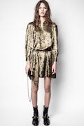 Robe Retouch Gold - Robe dorée femme, courte, fluide.