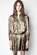 Robe Retouch Gold - Robe dorée femme, courte, fluide.