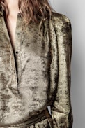Robe Retouch Gold - Robe dorée femme, courte, fluide.