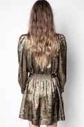 Robe Retouch Gold - Robe dorée femme, courte, fluide.