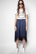 Joslin Jac ZV Silk Skirt - Women’s navy blue silk skirt.
