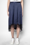 Joslin Jac ZV Silk Skirt - Women’s navy blue silk skirt.