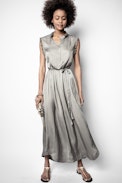 Robe Raos Satin - Robe grise femme.