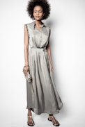Robe Raos Satin - Robe grise femme.