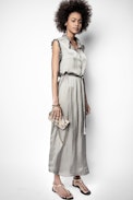 Robe Raos Satin - Robe grise femme.