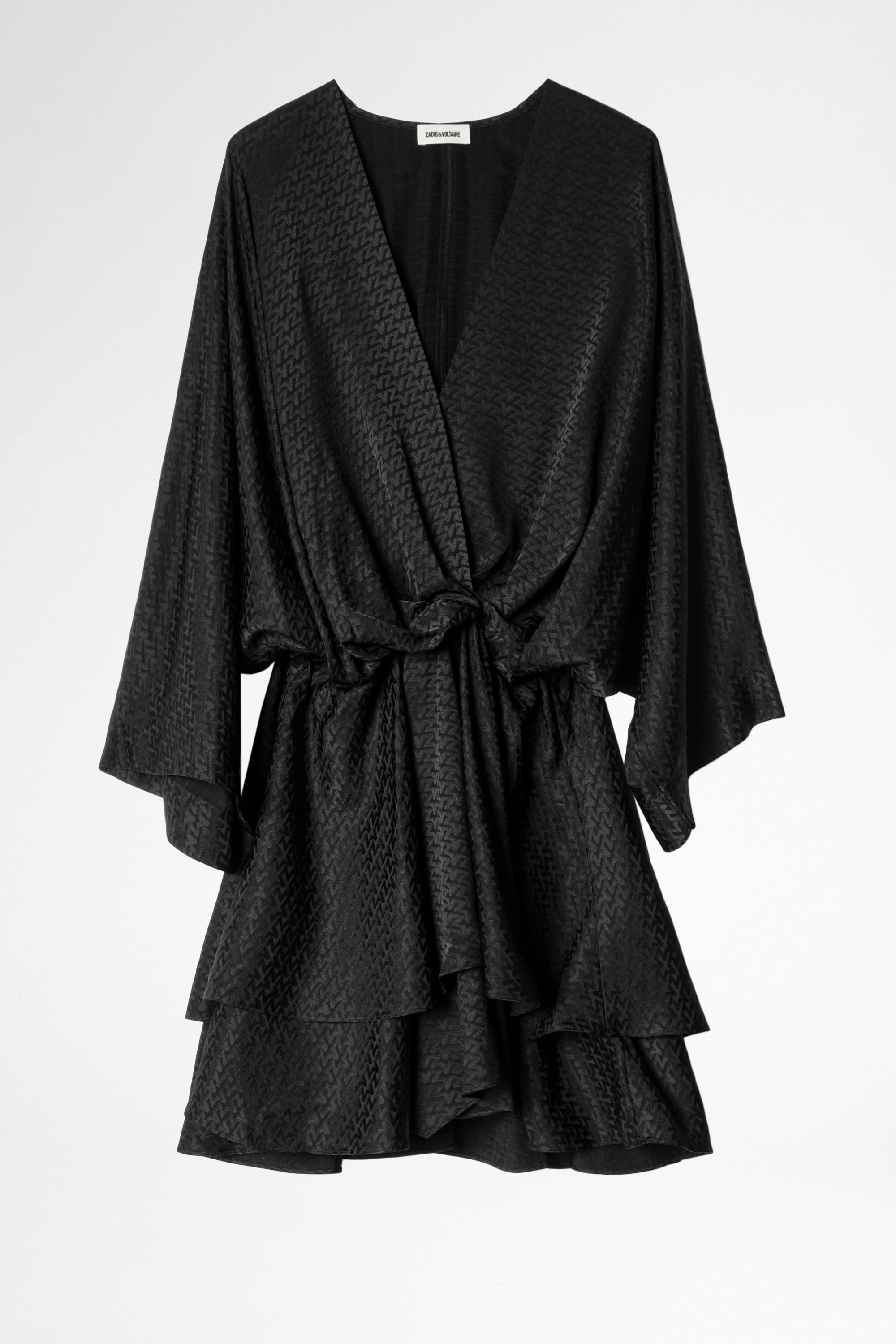 Hailey Jac ZV Silk Dress Women’s black silk jacquard mini dress.