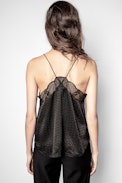Trägertop Christy Jac ZV Seide  - Schwarzes Damen-Trägertop aus Jacquardseide.