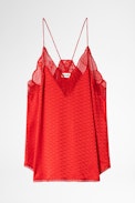 Christy Jac ZV Silk Camisole - Women’s red silk jacquard camisole.