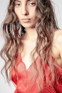 Christy Jac ZV Silk Camisole - Women’s red silk jacquard camisole.