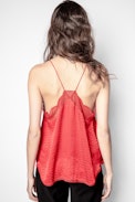Christy Jac ZV Silk Camisole - Women’s red silk jacquard camisole.