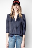 Tink Satin Tunic - Women's navy blue tunic.
