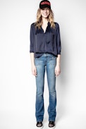 Tink Satin Tunic - Women's navy blue tunic.