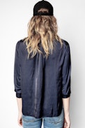 Tink Satin Tunic - Women's navy blue tunic.