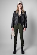 Pantalon Paula - Pantalon kaki à bandes latérales Femme