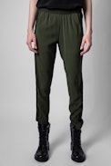 Pantalon Paula - Pantalon kaki à bandes latérales Femme