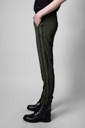 Pantalon Paula - Pantalon kaki à bandes latérales Femme