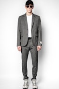 Hose Paris Wool Tech - Graue Herrenhose mit Karomuster