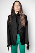 Date Wool Jacket - Women's black wool suit jacket.