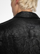 Base Crinkled Leather Jacket - Crumpled leather jacket with long sleeves and button closure.