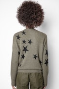 Pull Markus Stars Cachemire - Pull bleu kaki en cachemire femme.