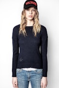 Cici Patch Cachemire Sweater - Women’s navy blue cashmere sweater.