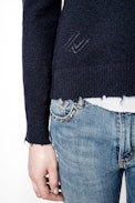 Cici Patch Cachemire Sweater - Women’s navy blue cashmere sweater.
