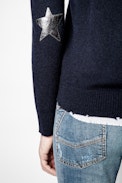 Cici Patch Cachemire Sweater - Women’s navy blue cashmere sweater.
