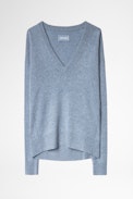 Vivi Patch Cachemire Sweater - Women’s blue cashmere sweater.