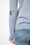 Vivi Patch Cachemire Sweater - Women’s blue cashmere sweater.