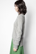 Liena Cachemire Sweater - Women’s gray recycled cashmere sweater.