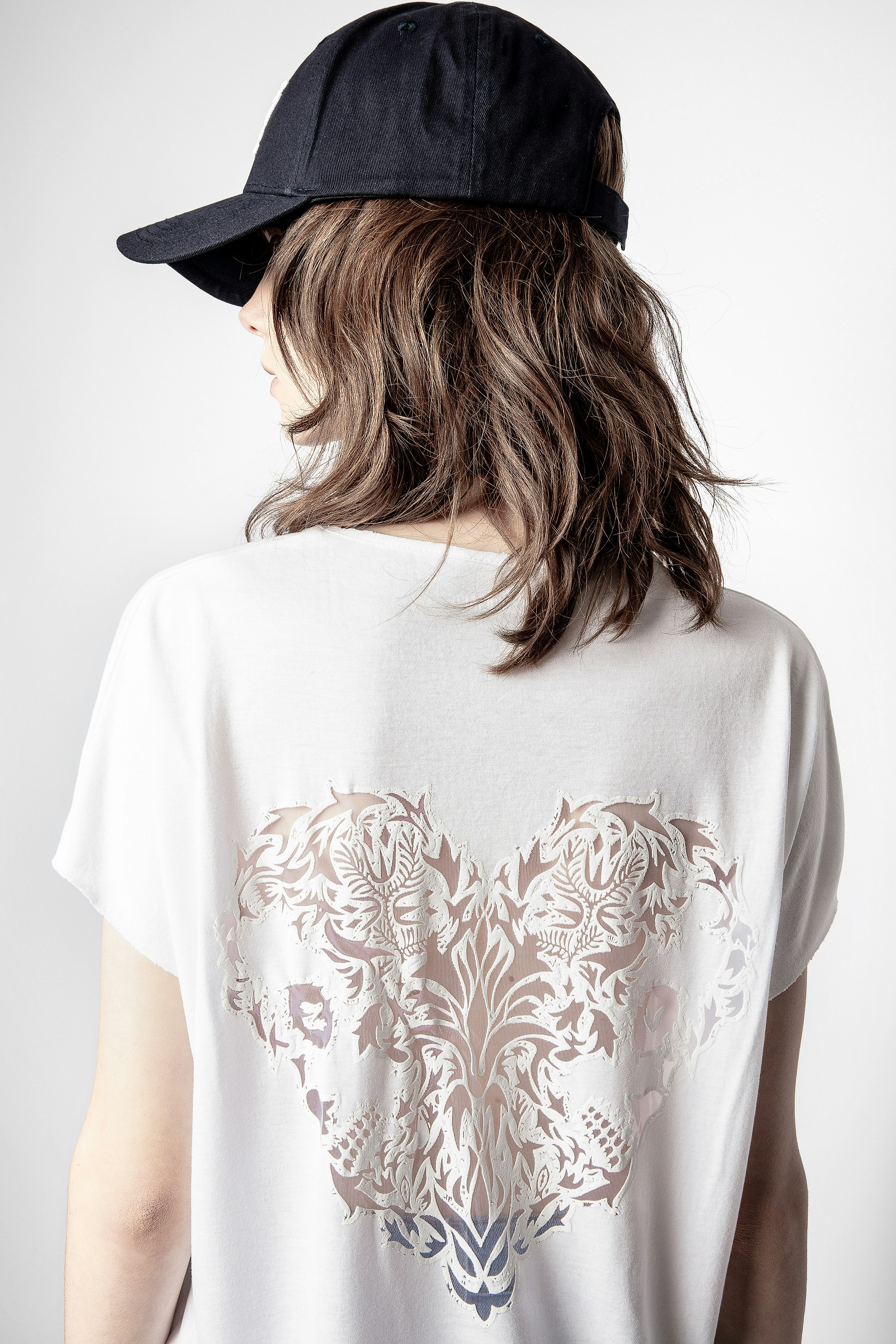 white fishnet t shirt