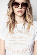 T-Shirt Zoe Blason Glitter - T-shirt blanc en coton femme.