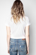 T-Shirt Zoe Blason Glitter - T-shirt blanc en coton femme.
