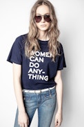 Camiseta Bella - Camiseta azul marino de algodón orgánico para mujer.