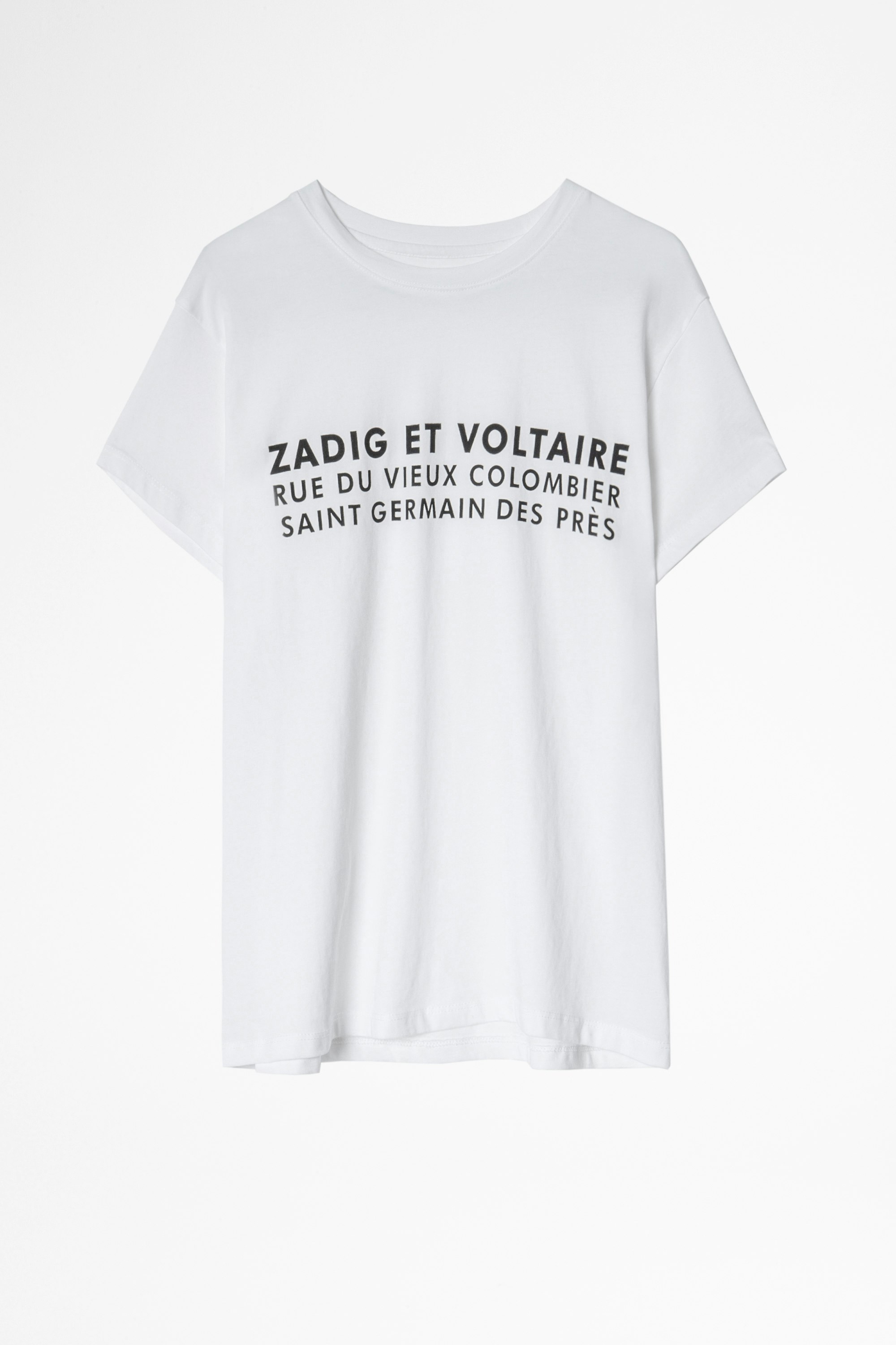 Zoe ZV Address T-shirt - Women’s white organic cotton T-shirt.